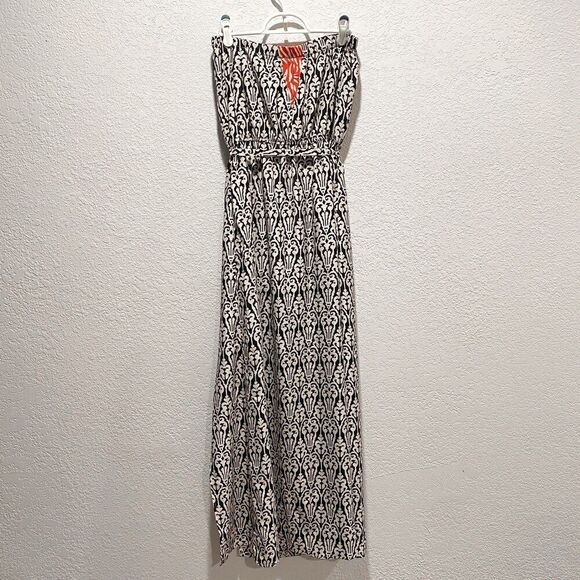 THML Strapless Ikat Maxi Dress Women’s Medium Lined Slit Boho Chic Southwestern - Picture 2 of 11